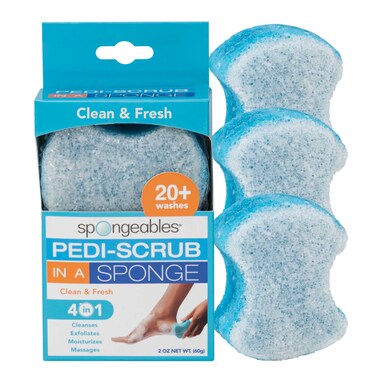 Spongables Pedi Scrub Foot Exfoliating 20+ Wash Sponge, Clean &amp; Fresh, 3 Count