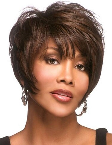 Umeet Short Fluffy Curly Synthetic Brown Wigs For Woman Natural Looking Womens Wig with Wig Cap