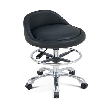 Kastele Height Adjustable Rolling Desk Stool Swivel Chair with Backrest and Casters Heavy Duty for Salon, Spa, Massage,Tattoo,Esthetician,Shop,Kitchen (Backrest with Casters, Black)