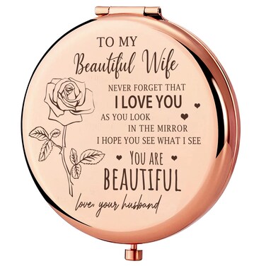 Wife Gifts from Husband, Elegant Mini Mirror for Wife, to My Wife Fun Gifts for Women Birthday Gifts Idea for Her Mothers Day Valentine's Day