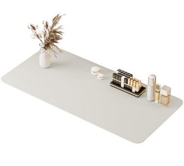 39.37" * 15.7" Large Makeup Mat for Vanity Top Protector, Waterproof, Non-Slip Vanity mat.Vanity mat Protector for Makeup,Vanity Protector mat and Dresser Protector top.(Milk White)