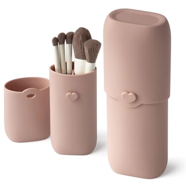 zoka Silicone Makeup Brush Holder, Travel Makeup Brush Case, Portable Makeup Bag Cosmetic Pouch, Anti-Fall Out Cover, Waterproof, Travel Essentials