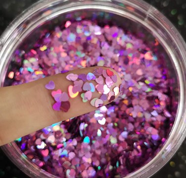 Heart Glitter Confetti 2mm Heart-Shaped Confetti Laser Sequins for Party Decoration, DIY Crafts, Premium Nail Art, Body Art Eye Bling - 10g,Holographic Purple
