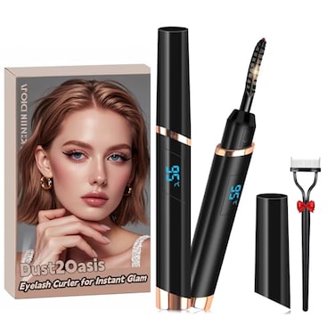 Heated Eyelash Curler, Electric Eyelash Curler, Rechargeable Lash Curler with Eyelash Comb for Makeup Natural Curling Eye Lashes and 24 Hours Long Lasting - Black 2025 Updated New Model