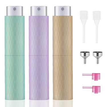 Tekson 8ML Perfume Atomizer Travel (3 PCS), Refillable Cologne Containers, Dispenser Spray Empty Bottle for Mini Sprayer Size