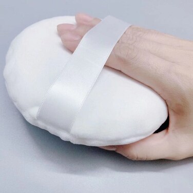 Powder Puff, manqianxun 5.1Inch Large Loose Powder Puff for Body Powder, Ultra Soft Washable Velour Fluffy Body Powder Puffs with Ribbon, White