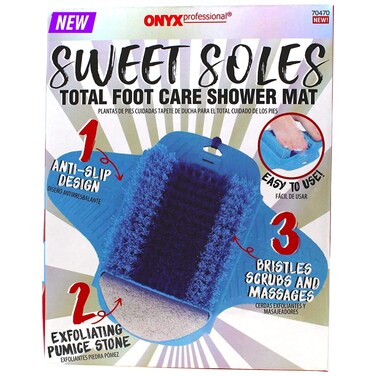 Pumice Stone Foot Scrubber Shower Mat - Anti-Slip Suction Cup Design for Foot Care &ndash; Dead Skin Remover, Foot Exfoliator, Callus Remover for Baby Soft Feet by Onyx Professional