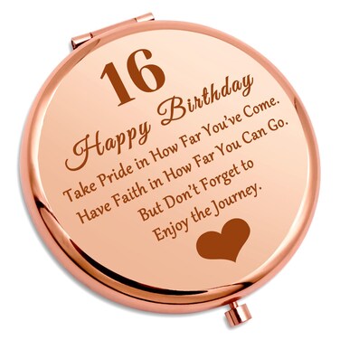 Sweet 16 Birthday Gift Inspirational Gift for Girl Travel Makeup Mirror 16 Year Old Birthday Gift for Teen Granddaughter Friend Sister 16th Birthday Compact Mirror Daughter Gift from Mom