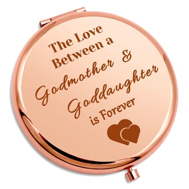 Godmother and Goddaughter Gifts Inspirational Baptism Gifts Compact Makeup Mirror Christian Gift for Daughter Mom Birthday Gift for Her Personal Mirror Easter Mother's Day Wedding Gifts Compact Mirror