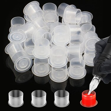 CINRA Tattoo Ink Cups, Disposable Plastic Pigment Tattoo Ink Caps Cups Wide Cup Base for Tattoo Ink, Tattoo Supplies (Large)