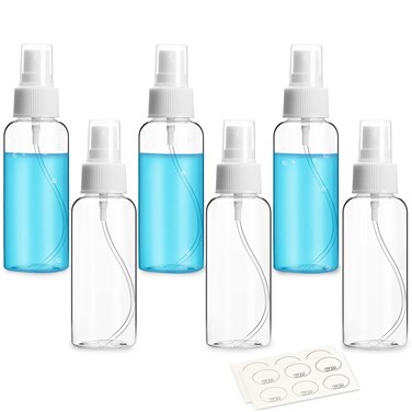 ZEJIA 6 Pack Small Spray Bottle, 2.7oz/80ml Travel Spray Bottle, Empty Fine Mist Spray Bottles, Refillable Mini Spray Bottles with Labels