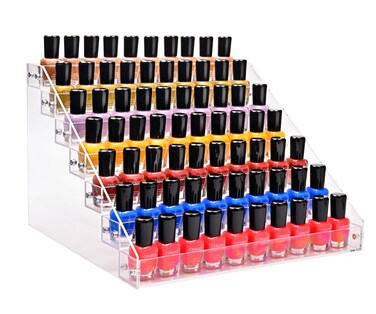 Kingtaily Nail Polish Organizer Large Capacity 7 Layers Nails Polish Rack, Acrylic Sunglasses Organizer, Clear Essential Oil Stand Holder for Lipstick and Sunglasses