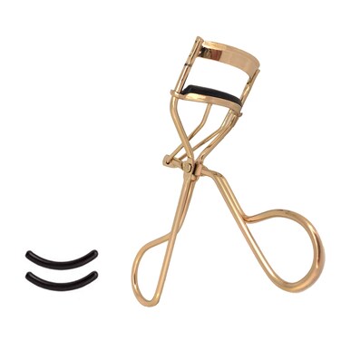 Eyelash Lash Curler with 2 Silicone Refill Pads, Golden