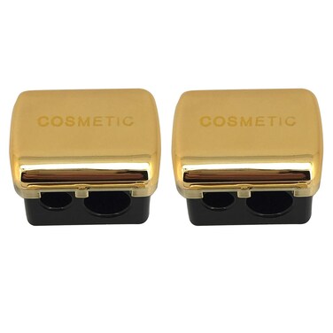 Dual Makeup Sharpener (2 pack) for Cosmetic Eyebrow Eyeliner Pencil, Golden