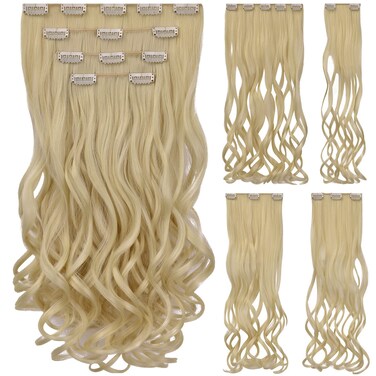 Blonde Hair Extension,Clip hair Extensions 18" wavy Synthetic 5.5 Oz Hair Pieces 22" Straight Cheap Fluffy&amp;Not Tangled Black Women Girls Silver White Brown Burgundy Grey Full Head Auburn