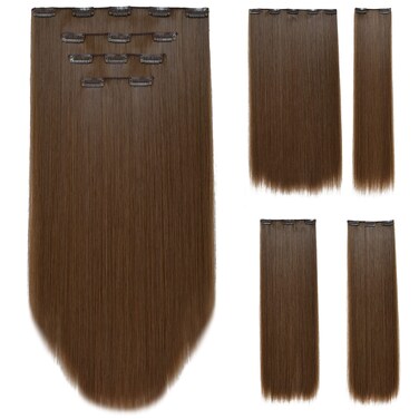 Brown Hair Extension, Clip Hair Extensions 22" Straight 5.5 Oz Synthetic 18" Wavy Hair Pieces Wig Blonde Cheap Natural Fluffy&amp;Not Tangled Women Black Girl Dark Grey Silver White Full Head