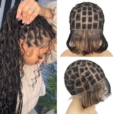 Braided Wig Caps with Baby Hair Full Double Lace Wigs Caps Crotchet Cap with natural knots Sew In Caps Breathable Lace Wigs Caps for Making Wig Glueless Crochet Wig Caps for Black Women