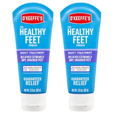 O'Keeffe's for Healthy Feet Night Treatment Foot Cream -3 oz Tube (2 Pack)-Guaranteed Overnight Relief for Extremely Cracked,Dry Feet, Repairing Skincare, Instantly Boosts and Retains Moisture Levels