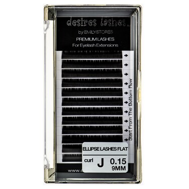 Ellipse Lashes 0.15mm Thickness J Curl Length 9mm Ellipse-Shaped Individual Volume Fake Eye Lashes for Eyelash Extensions(Ellipse,Flat 0.15,J,9mm)