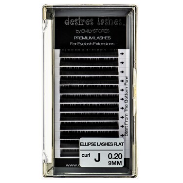 Ellipse Lash 0.20mm Thickness J Curl Length 9mm Flat Shaped Volume Eyelashes Single Size for Eyelash Extensions (Ellipse,Flat 0.20,J,9mm)