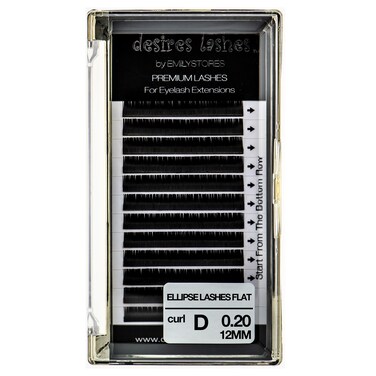 Ellipse Lashes Flat 0.20mm Thickness D Curl Length 12mm Lashes Extensions Single Size For eyelash Extension(Ellipse,Flat0.20,D,12mm)