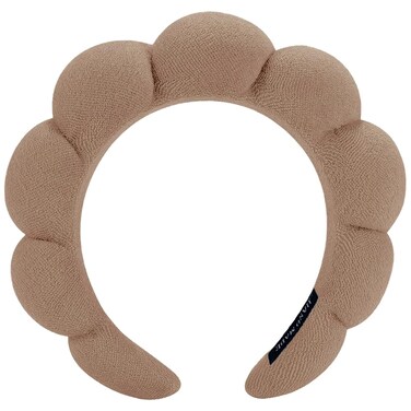 Spa Headbands for Washing Face or Makeup, Sponge Bubble Skincare Headbands, Puffy Terry Cloth Hairband for Women, Skin Care Makeup Headwear Hair Accessories for Girls (Dark Coffee)