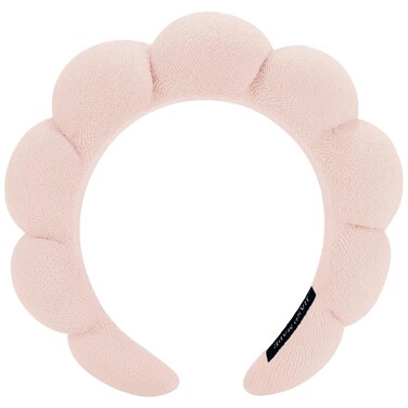 Spa Headbands for Washing Face or Makeup, Sponge Bubble Skincare Headbands, Puffy Terry Cloth Hairband for Women, Skin Care Makeup Headwear Hair Accessories for Girls (Beige)