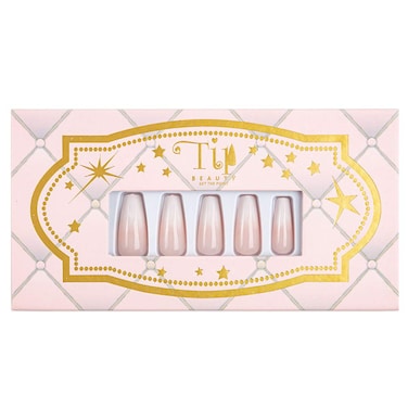 Coffin Collections   28 Faux Nails &amp; Specialized Nail Glue   Quick Drying Professional Salon Quality Glue On Fake Nail Kit   Faux Nails for Women (Nude/White Ombre Coffin)