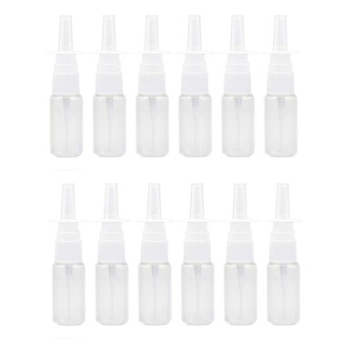 12 Pieces 10 ml Empty Plastic Nasal Spray Bottles Refillable Plastic Nasal Spray Bottles Pump Sprayer Mist Nose Spray Refillable Bottle, Transparent