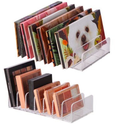 2 Pcs Eyeshadow Palette Organizer Use for Bathroom Countertops, Wardrobe, Shelf, Drawer, Sunglasses, Wallet, Contour Kit (Cosmetic Storage Box Small&amp;Large) Makeup (Clear), 7.08x5.12x1.97 in