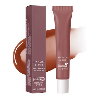 Lip Glowy Balm Butter Lip Balm Plumps Moisturizing Hydrating Lip Mask Repair Moisturizer Lips Care Lip Treatment for Dry Cracked Lip, Glossy Finish, Vegan Tinted Lip Balm Chapstick (#2 Vanilla Beige)