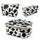 3Pcs Makeup Bag,Travel Makeup Bag,Makeup Bags for Women,Makeup Brush Bag,Large Capacity PU Cosmetic Bag,Waterproof and Durable-Black Cow Pattern