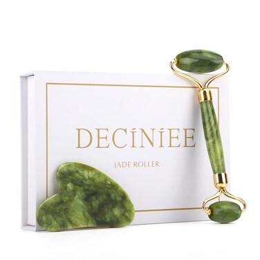 Deciniee Jade Roller and Gua Sha Set - Beauty Face Massager &amp; Guasha Tool for Eye, Neck, Body - 2 in 1 Skin Care Massage Tools, Muscle Releaxing and Relieve Wrinkles