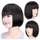 SYXLCYGG Bob Wig Dark Brown Short Wigs With Bangs Flame Retardant 10" Straight Silky Fluffy Womens Hair Wigs Synthetic Black Girl Daily (Free Wig Cap)
