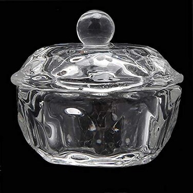 2Pcs Clear Nail Art Acrylic Liquid Powder Dappen Dish Bowl Glass Crystal Cup Glassware with Lid for Nail Art Manicure Care Tools