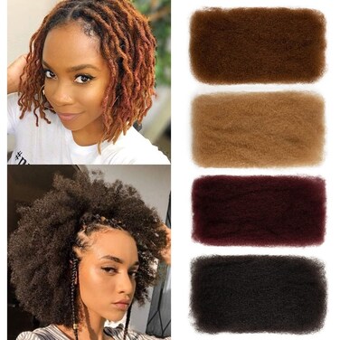 FASHION IDOL Afro Kinkys Bulk Human Hair for Dreadlock Extensions Loc Repair Braiding Twist Tight Afro Kinky Human Hair for Loc 3 Packs 150 Gram Light Auburn 10 Inches 5.3 Oz