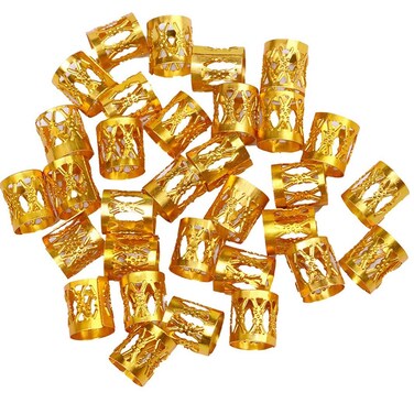 120 Pieces Aluminum Dreadlocks Beads Metal Cuffs Hair Braid Rings Decoration Hair Jewelry (Gold)