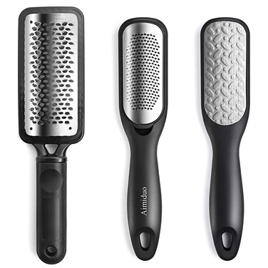 Foot File Callus Remover,Colossal Foot Rasp and Professional Foot Scrubber Pedicure Kit to Remove Hard Skin for Wet and Dry Feet,Surgical Grade Stainless Steel File (black and silvery)