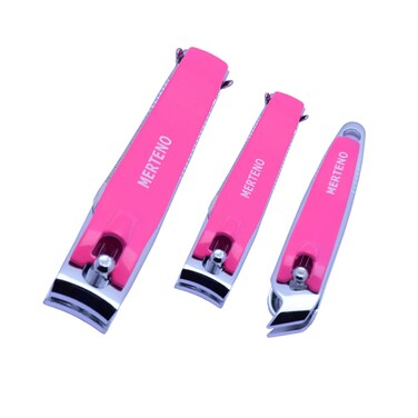 Professional Nail Clippers Set 3 Pack Premium Sharp Stainless Steel Fingernail &amp; Toenail Clippers with Sturdy Travel Tin Case, Professional Manicure Kit Fingernail Tools for Nail Care (Pink/Silver)