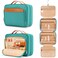 Travel Hanging Toiletry Bag for Women, with Jewelry Organizer Compartment, Medium Waterproof Hanging Makeup Accessories, Cosmetic Essentials, Toiletries Dopp Kit Set with Trolley Belt, Blue