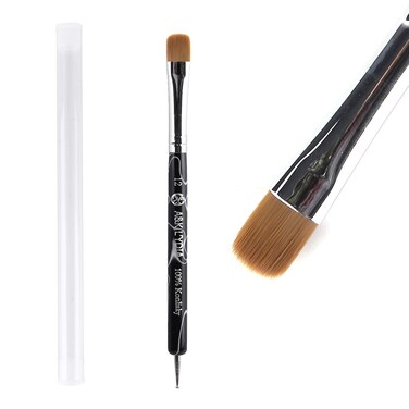 A&amp;K L'YDIA 2 Way Acrylic Professional Konlisky sable hair French Manicure Clean-up Brush Nail Art Brush Bend Nail Dotting Pen Builder Extension UV Gel Acrylic #12