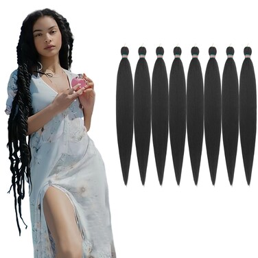 Ombre Pre stretched Braiding Hair, 36 inches Braid Hair Extensions, 8 packs Multi Color blend braiding hair pre-stretched, Crochet Hair Braiding(36''-8packs, 1b/30/27)