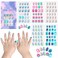SIUSIO 120Pcs 5 Pack Children Acrylic Fake Nails Press on Pre-glue Full Cover Glitter Gradient Color Short False Nail Art Kits Sets Great Christmas Gift for Kids Little Girls - Mermaid Beach