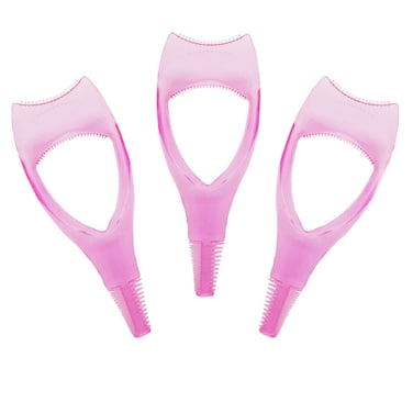 3PCS Plastic Eyelash Brush Tool Upper and Lower Eye Lash Mascara Guard Applicator Eyelashes Applicator Tool 3 In 1 Makeup Eyelash Tool Eyelash Comb Tool (Pink)