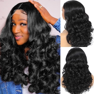 250 Density HD Lace Front Wigs Human Hair Loose Wave 13x4 Lace Front Wigs Human Hair Glueless Transparent Bouncy Body Wave Lace Frontal Wigs For Black Women Pre Plucked with Baby Hair 26 Inch