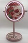 TAZZ Personal Pink Tabletop Swivel Vanity Beauty Makeup Mirror with LED Lighting and Jewelry Makeup Tray for Bathroom Bedroom Dressing Table Desk Night Light Travel
