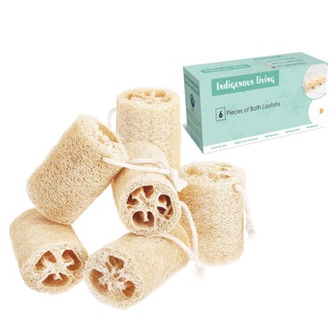 &ndash; Natural Loofah for Bathing Exfoliating Scrubbers   Organic Bath Sponge for Spa Shower   Face, Back and Body Scrubber   Eco-Friendly (6 Large Natural Loofah)