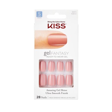 Kiss Nails GEL FANTASY Short Design Nails w/Adhesive Tabs &amp; Glue (KGN12-RIBBONS) (1 PACK)