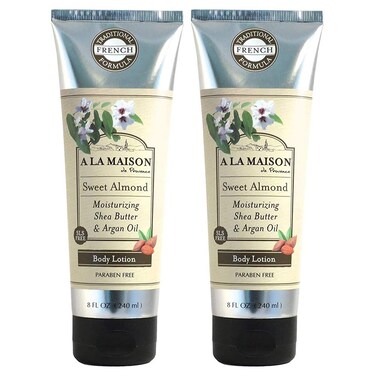A LA MAISON Moisturizing Lotion, Sweet Almond - Uses: Hand and Body, Argan Oil, Pure Shea Butter, Essential Oils, Plant Based, Cruelty-Free, SLS and Paraben Free (8 Oz, 2 Pack)