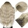 Sunny Hair Clip in Hair Extensions Straight Human Hair Clip in Extensions Remy Clip in Hair Extensions Real Human Hair Extensions Clip ins Ash Blonde Ombre Platinum Blonde Low Highlights 16inch